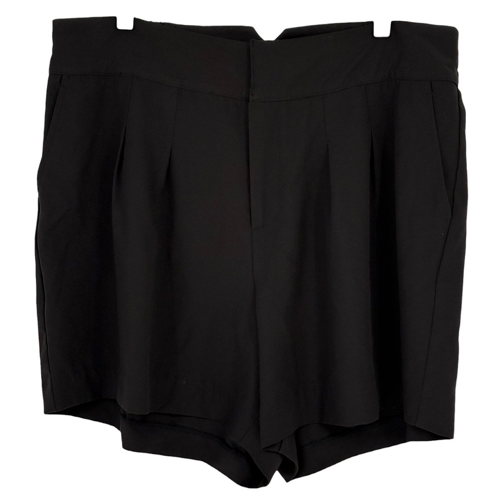Torrid Dress Shorts Black Pleated‎ Front Elastic Back Buckle Size 16